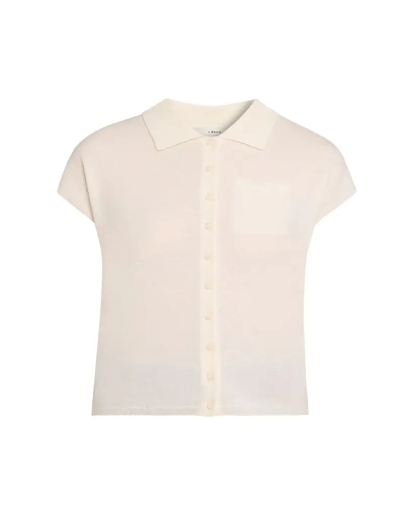 Vince Short-Sleeve Cashmere-Blend Polo Sweater | Image 1 Vince Short-Sleeve Cashmere-Blend Polo Sweater | Image 1