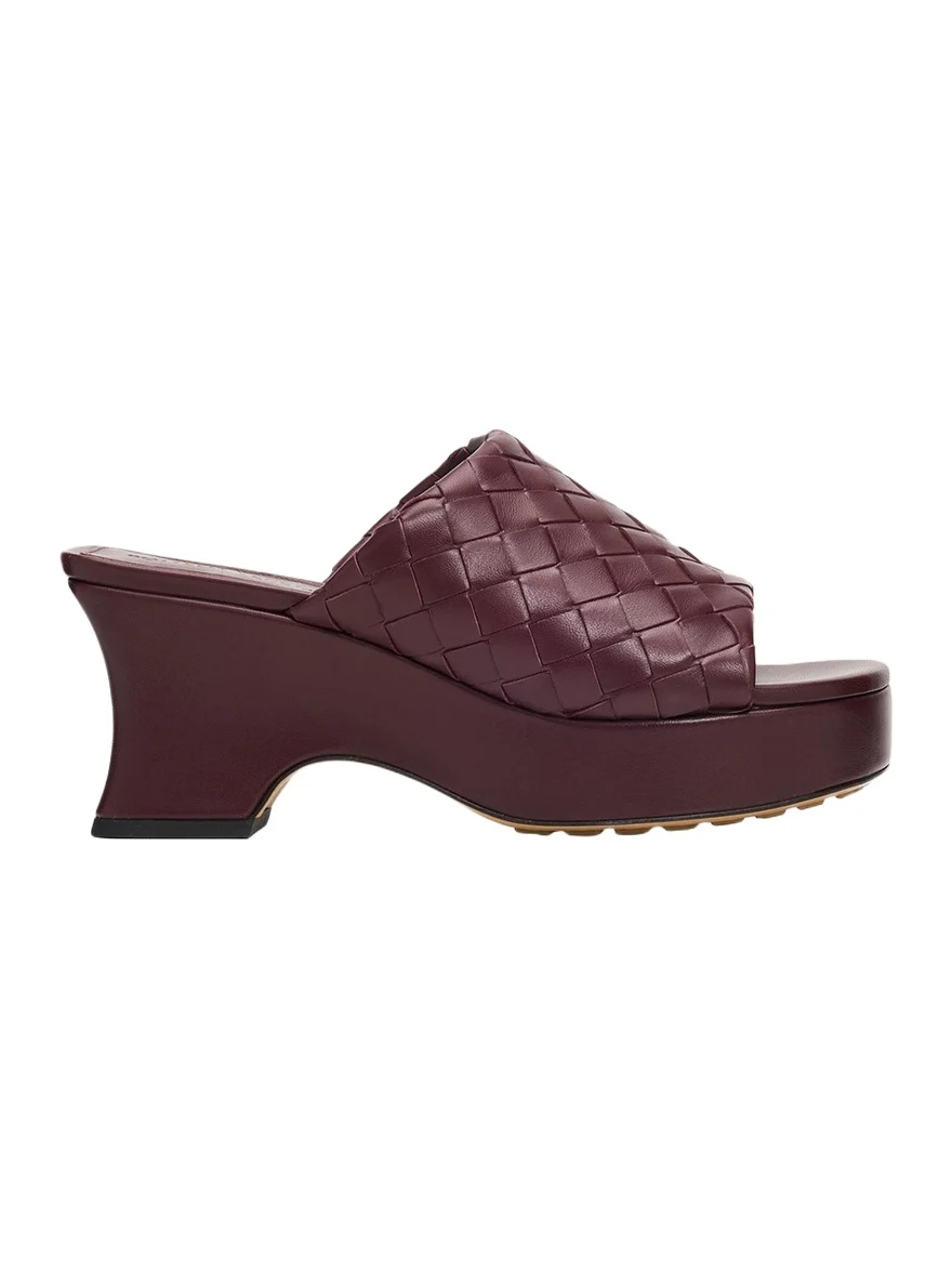 70mm Rosita Intrecciato Leather Wedge Mules 70mm Rosita Intrecciato Leather Wedge Mules