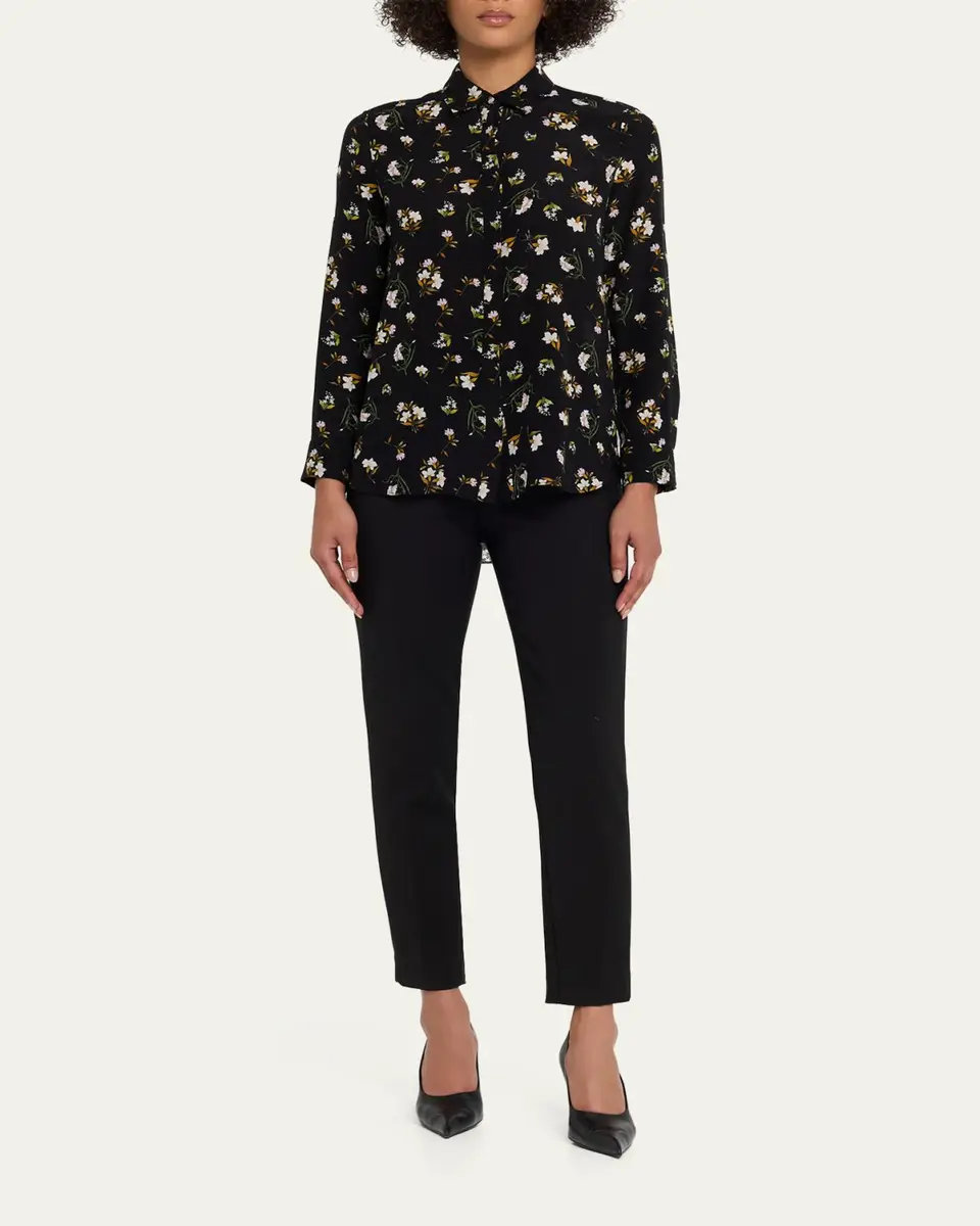 Adam Lippes Mathias Floral Silk Crepe De Chine Button-Down Shirt | Thumbnail 2 Adam Lippes Mathias Floral Silk Crepe De Chine Button-Down Shirt | Thumbnail 2
