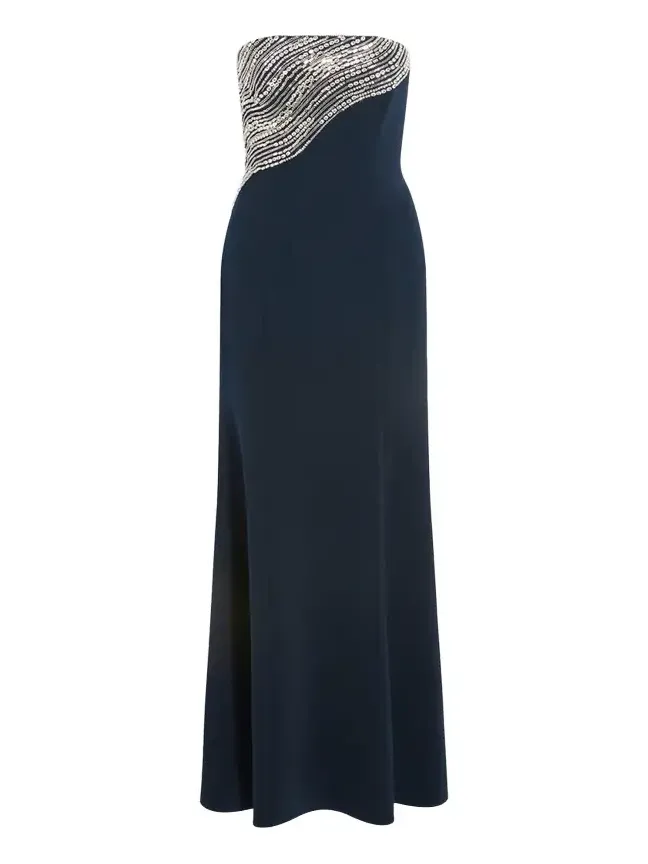 Soyala Wave Beaded Strapless Gown Soyala Wave Beaded Strapless Gown
