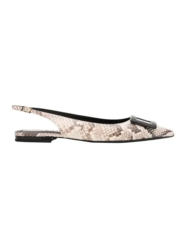 Gommettine Snake-Embossed Leather Slingback Flats Gommettine Snake-Embossed Leather Slingback Flats