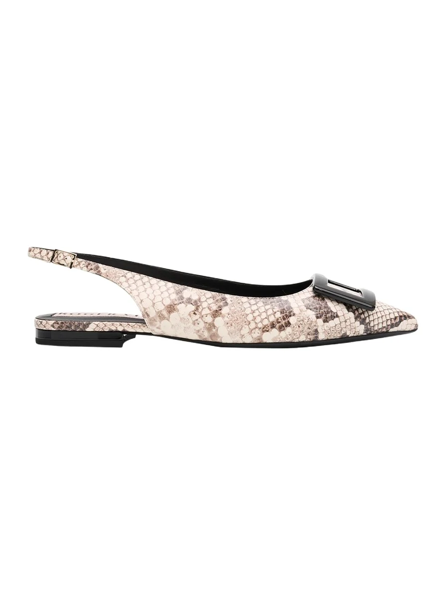 Gommettine Snake-Embossed Leather Slingback Flats Gommettine Snake-Embossed Leather Slingback Flats