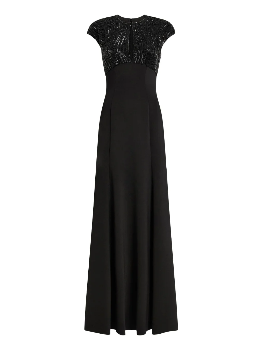 Moonveil Tonal Sequin Cap-Sleeve Gown