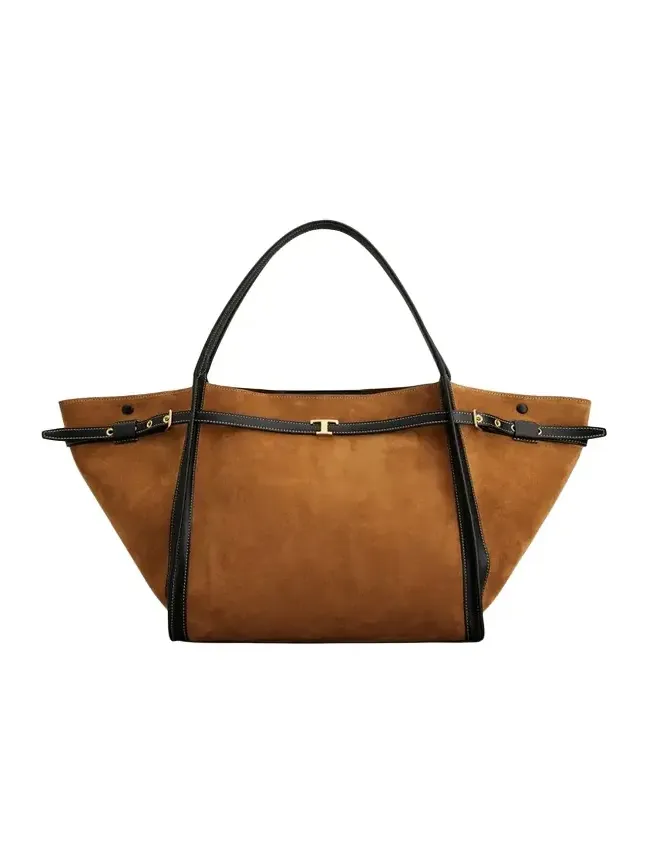 T Timeless Belted Suede Shopping Tote Bag