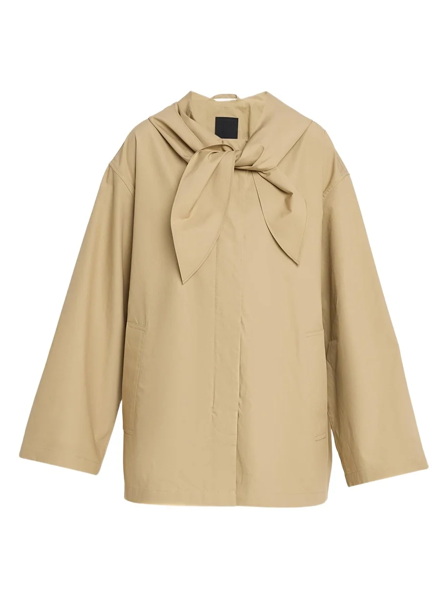 Scarf Hooded Technical Cotton Trapeze Jacket Scarf Hooded Technical Cotton Trapeze Jacket