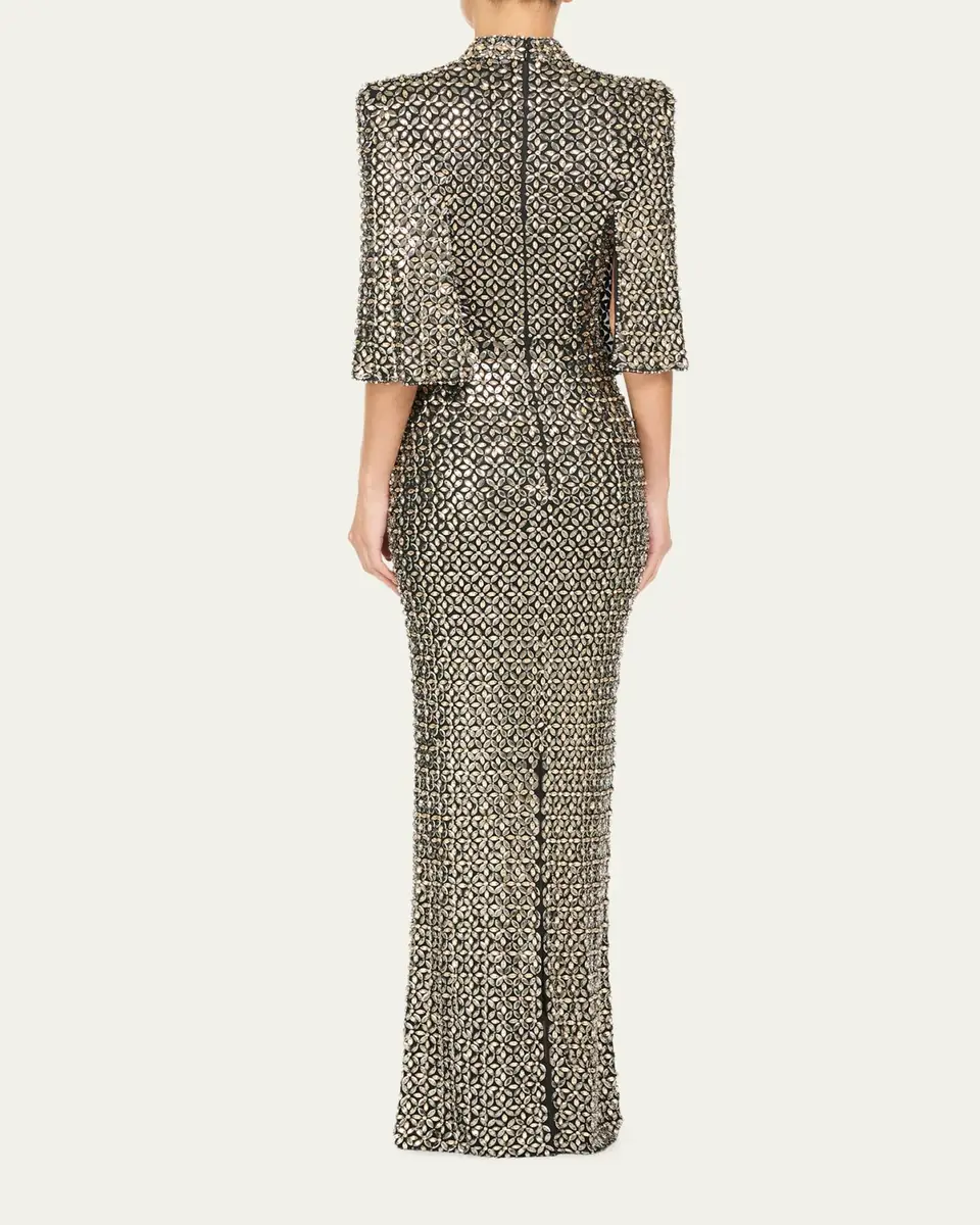 Jenny Packham Sedona 3/4-Sleeve Rhinestone Gown | Thumbnail 3 Jenny Packham Sedona 3/4-Sleeve Rhinestone Gown | Thumbnail 3