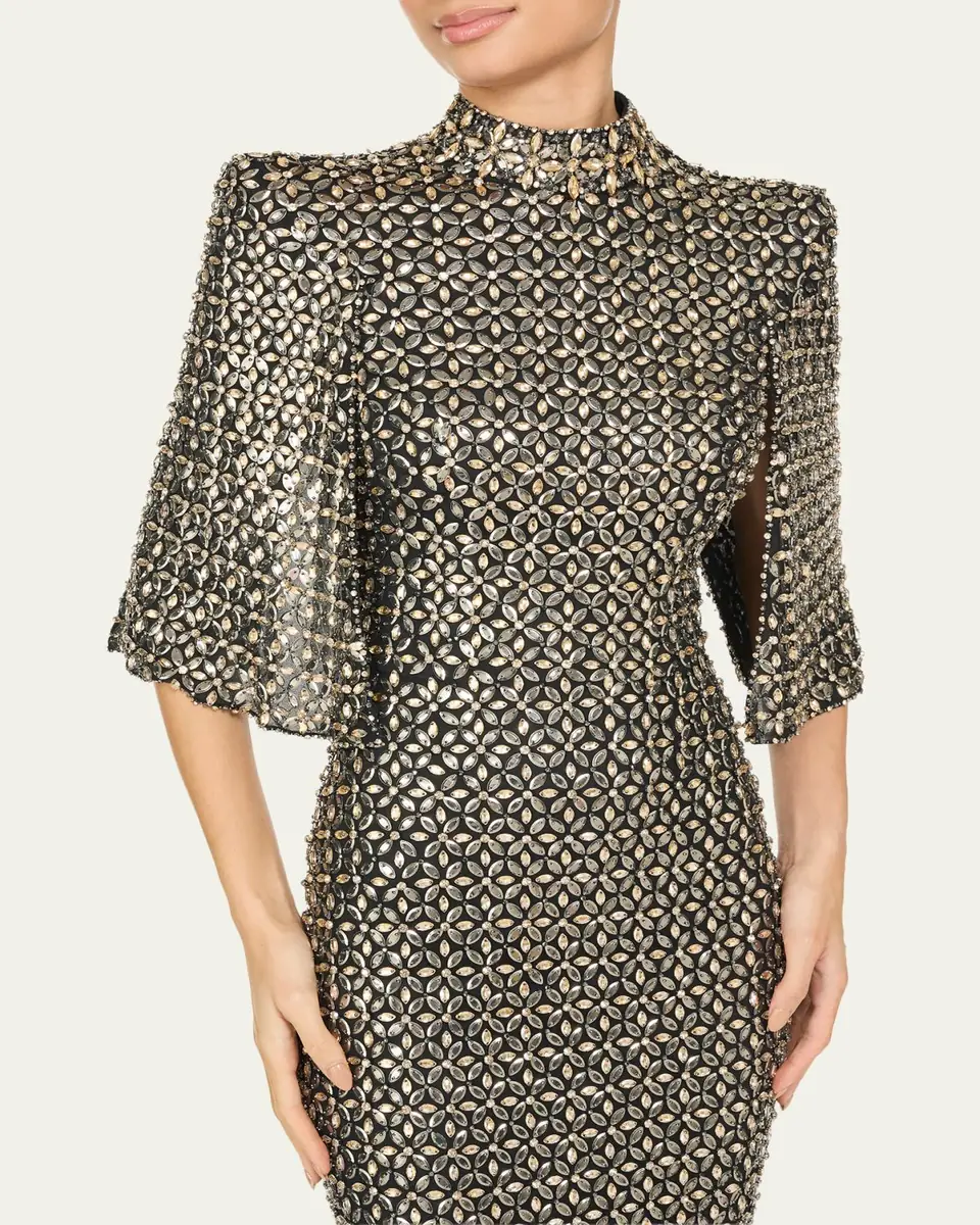 Jenny Packham Sedona 3/4-Sleeve Rhinestone Gown | Thumbnail 4 Jenny Packham Sedona 3/4-Sleeve Rhinestone Gown | Thumbnail 4