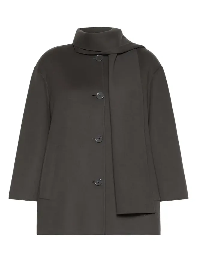 Alicia Neck-Scarf Wool Single-Breasted Coat Alicia Neck-Scarf Wool Single-Breasted Coat