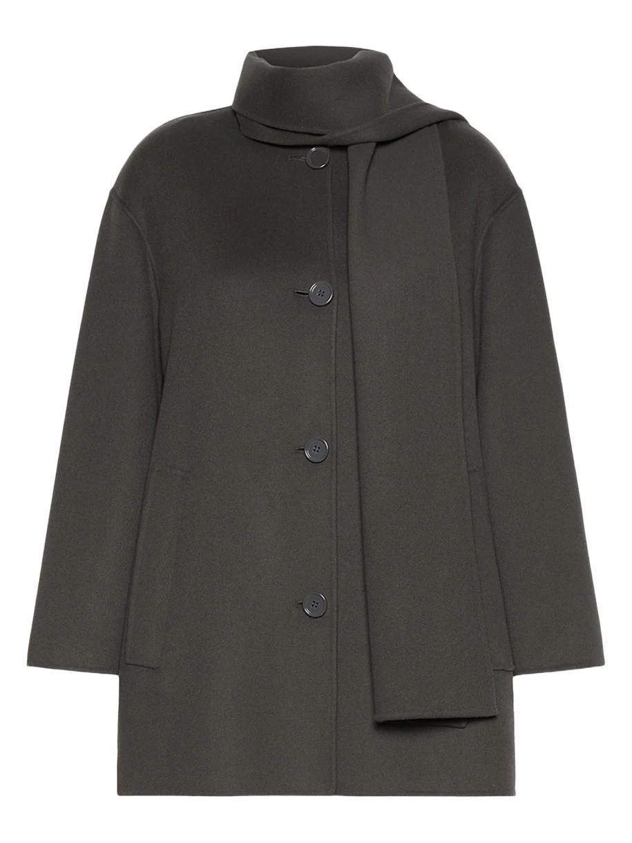 Max Mara Alicia Neck-Scarf Wool Single-Breasted Coat