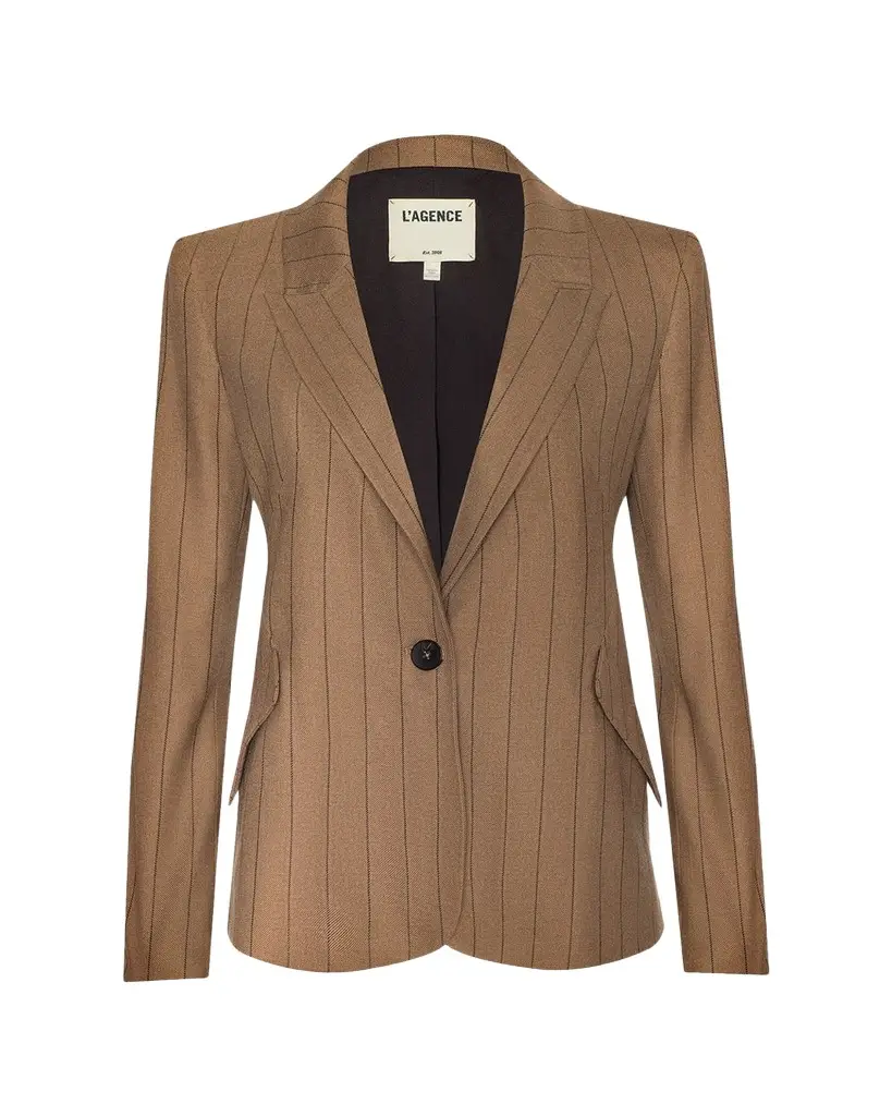 L'Agence Chamberlain Pinstriped Single-Breasted Blazer | Image 1 L'Agence Chamberlain Pinstriped Single-Breasted Blazer | Image 1
