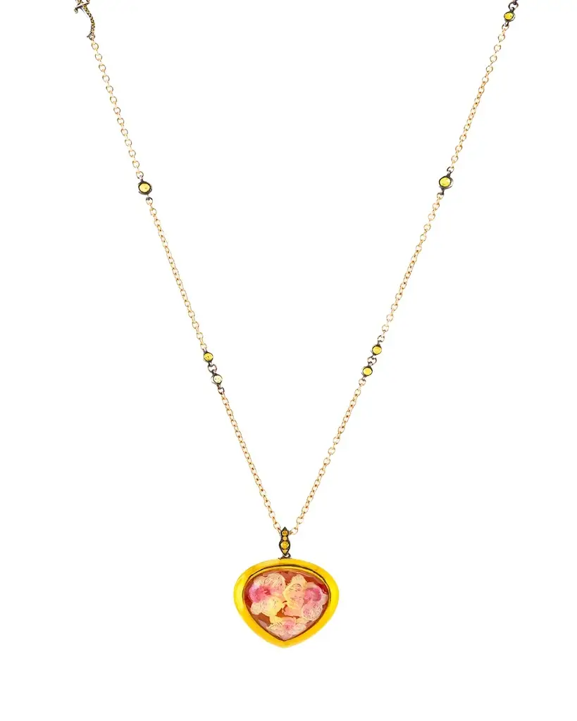 SEVAN BICAKCI 24K Yellow Gold Diamond and Sapphire Floral Artwork Pendant Necklace | Image 1 SEVAN BICAKCI 24K Yellow Gold Diamond and Sapphire Floral Artwork Pendant Necklace | Image 1