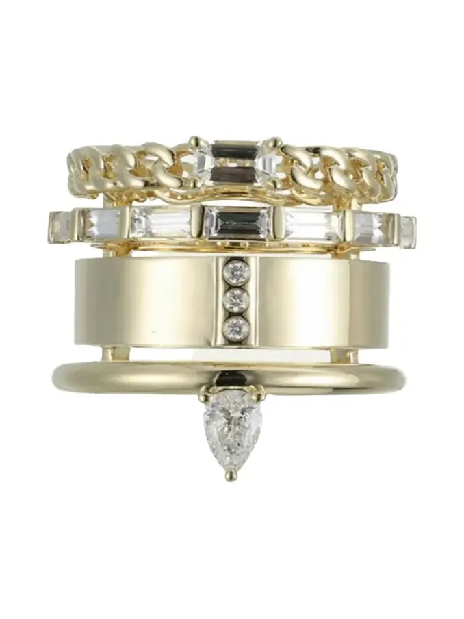 14K Yellow Gold Type Stack Ring