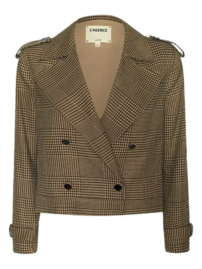 Xoey Houndstooth Cropped Trench Coat Xoey Houndstooth Cropped Trench Coat