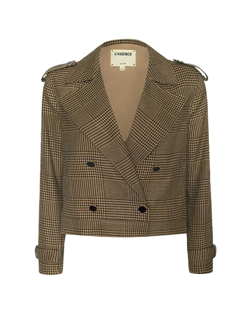 L'Agence Xoey Houndstooth Cropped Trench Coat | Image 1 L'Agence Xoey Houndstooth Cropped Trench Coat | Image 1