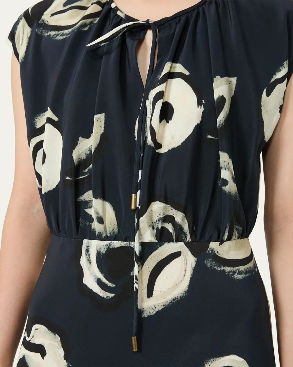 Max Mara Cap-Sleeve Floral-Print Silk Belted Maxi Dress | Thumbnail 5 Max Mara Cap-Sleeve Floral-Print Silk Belted Maxi Dress | Thumbnail 5