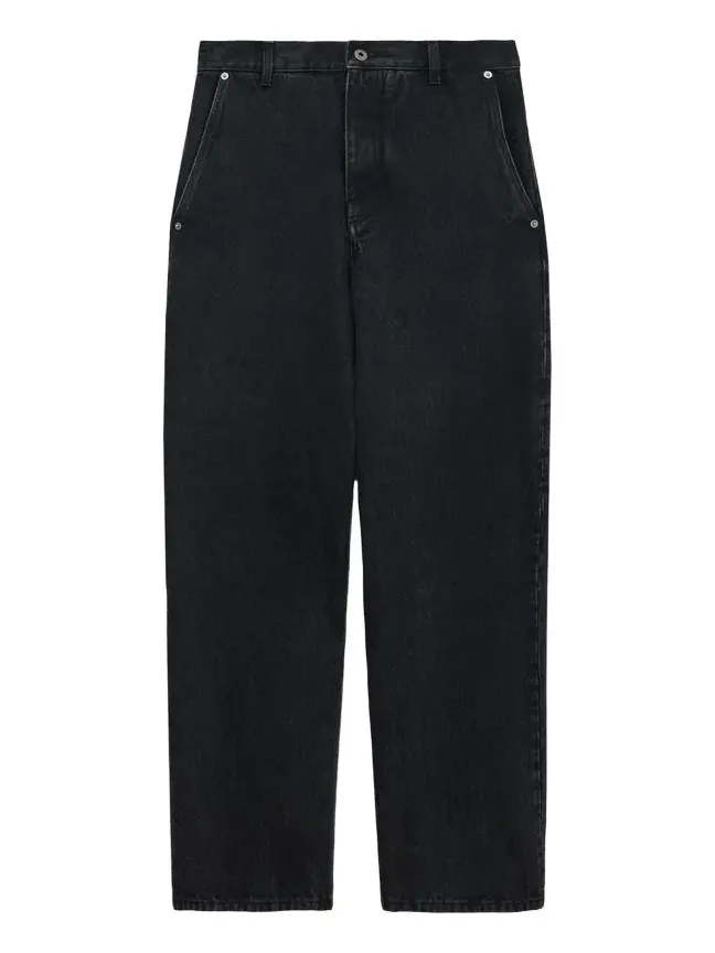Loewe Men's Leather-Patch Straight-Leg Jeans