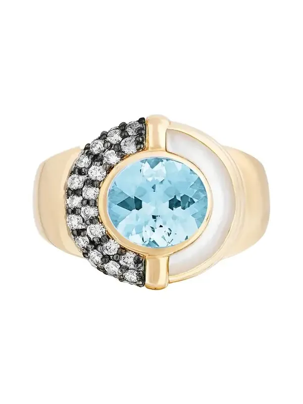 Mason and Books 14K Sugar and Spice Ring with Topaz, Diamonds and Mother-of-Pearl