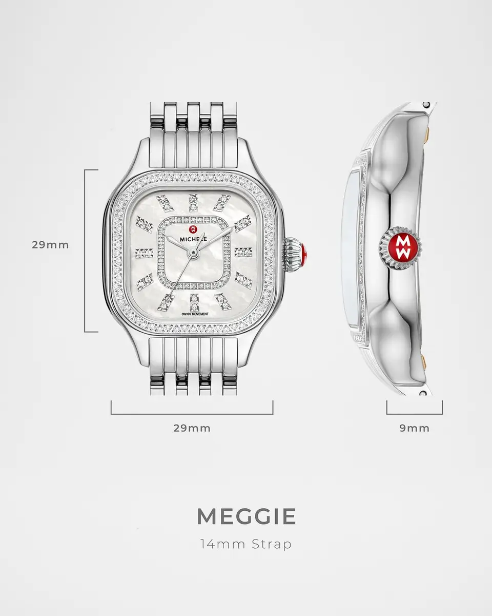 Michele Meggie Diamond Bezel and Mother-of-Pearl Watch, Two-Tone | Thumbnail 3 Michele Meggie Diamond Bezel and Mother-of-Pearl Watch, Two-Tone | Thumbnail 3