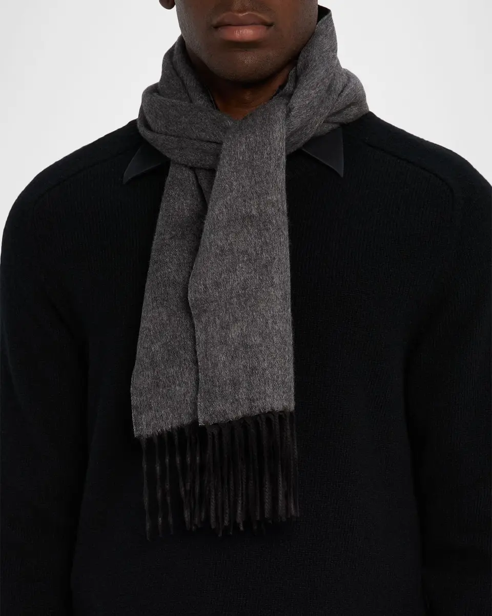 PIACENZA 1733 Men's Two-Tone Cashmere-Silk Scarf | Thumbnail 3 PIACENZA 1733 Men's Two-Tone Cashmere-Silk Scarf | Thumbnail 3