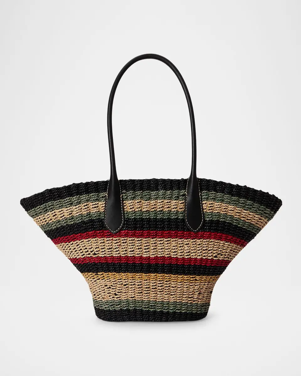 Polo Ralph Lauren Bellport Striped Raffia Basket Tote Bag | Thumbnail 2 Polo Ralph Lauren Bellport Striped Raffia Basket Tote Bag | Thumbnail 2