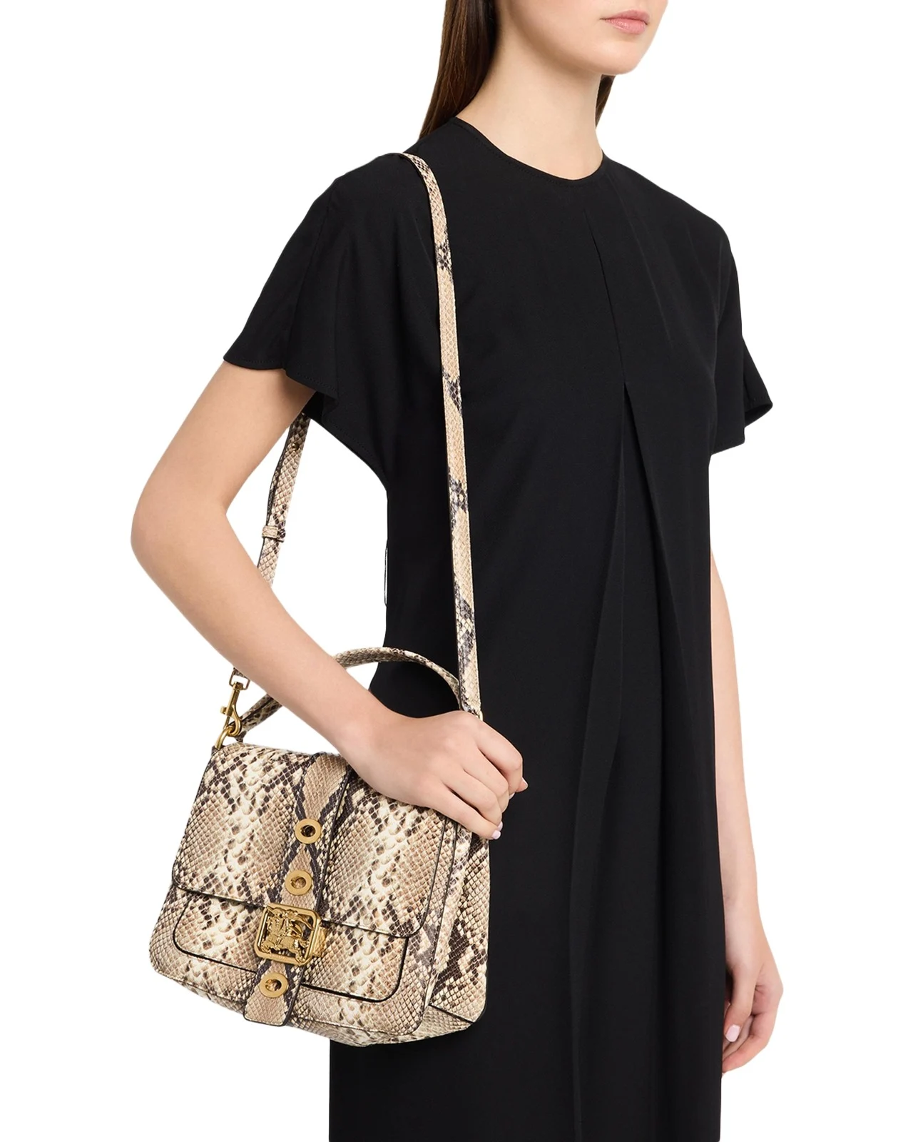 Rider Small Python-Print Leather Top-Handle Bag