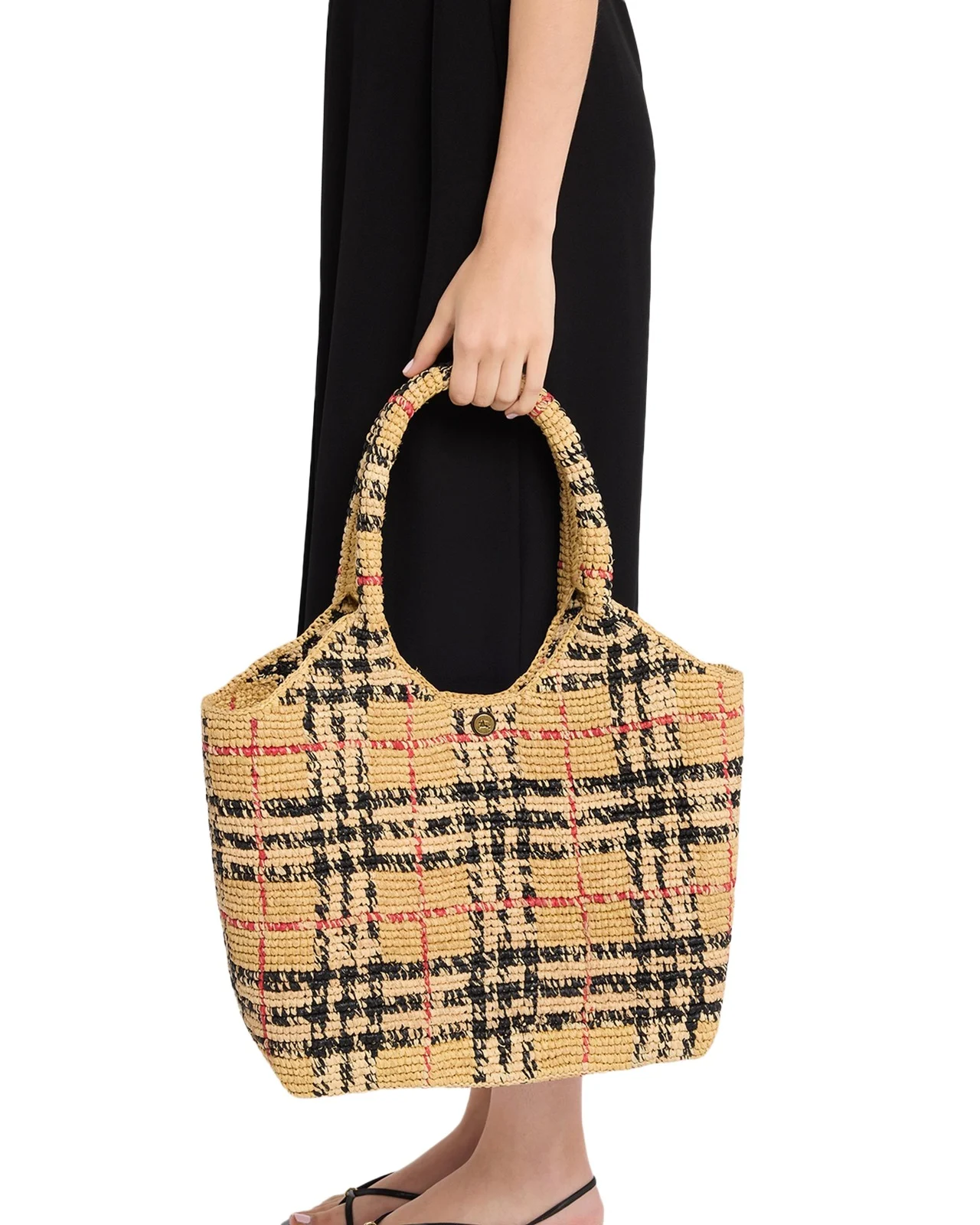 Burberry Small Margate Crochet Raffia Tote Bag