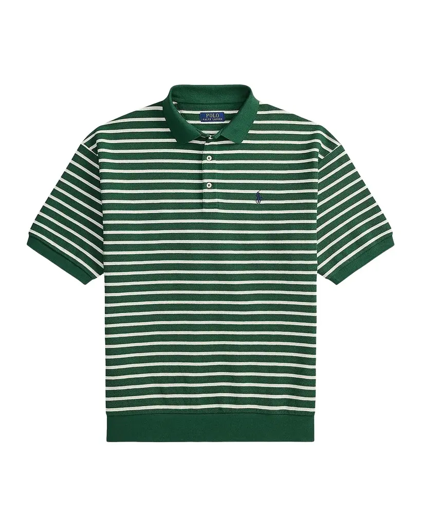 Polo Ralph Lauren Men's Relaxed Fit Stripe Textured Polo Shirt | Image 1 Polo Ralph Lauren Men's Relaxed Fit Stripe Textured Polo Shirt | Image 1