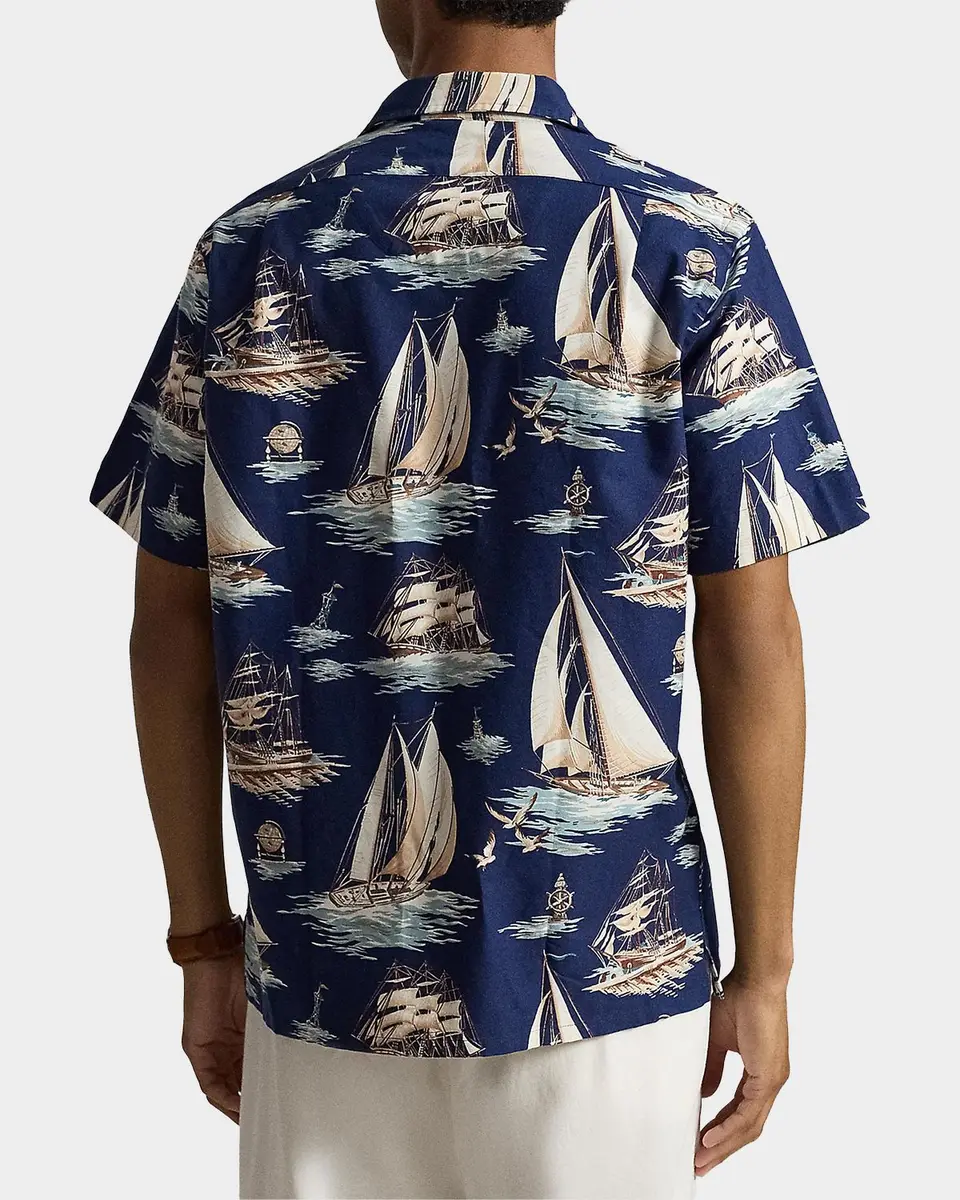 Polo Ralph Lauren Men's Classic Fit Sailboat-Print Oxford Camp Shirt | Thumbnail 3 Polo Ralph Lauren Men's Classic Fit Sailboat-Print Oxford Camp Shirt | Thumbnail 3