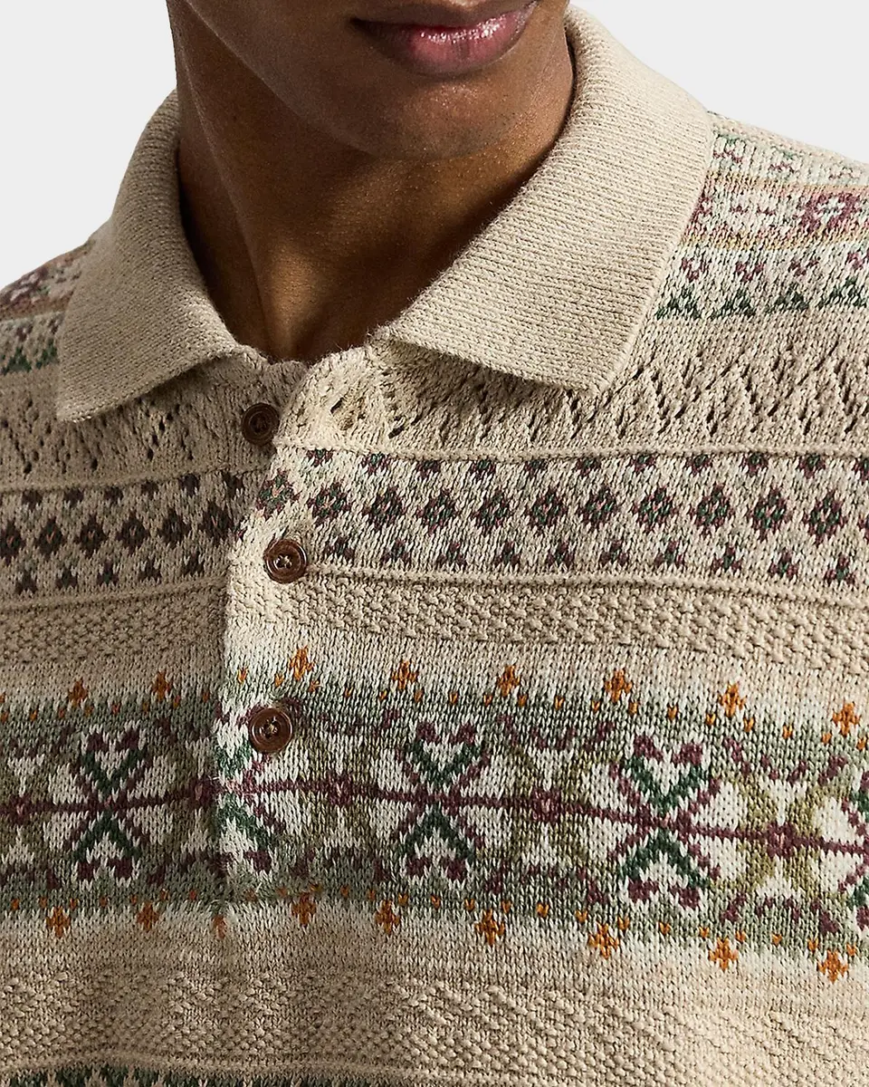 Polo Ralph Lauren Men's Fair Isle Linen-Cotton Polo Sweater | Thumbnail 5 Polo Ralph Lauren Men's Fair Isle Linen-Cotton Polo Sweater | Thumbnail 5