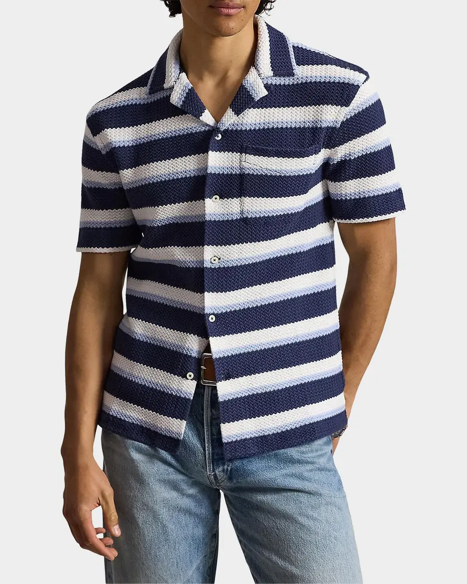 Polo Ralph Lauren Men's Stripe Herringbone Camp Shirt | Thumbnail 4