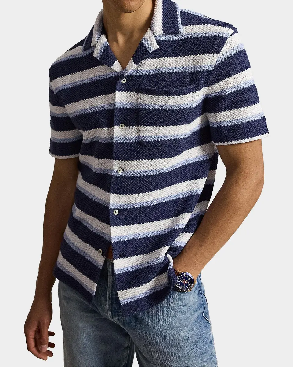 Polo Ralph Lauren Men's Stripe Herringbone Camp Shirt | Thumbnail 5