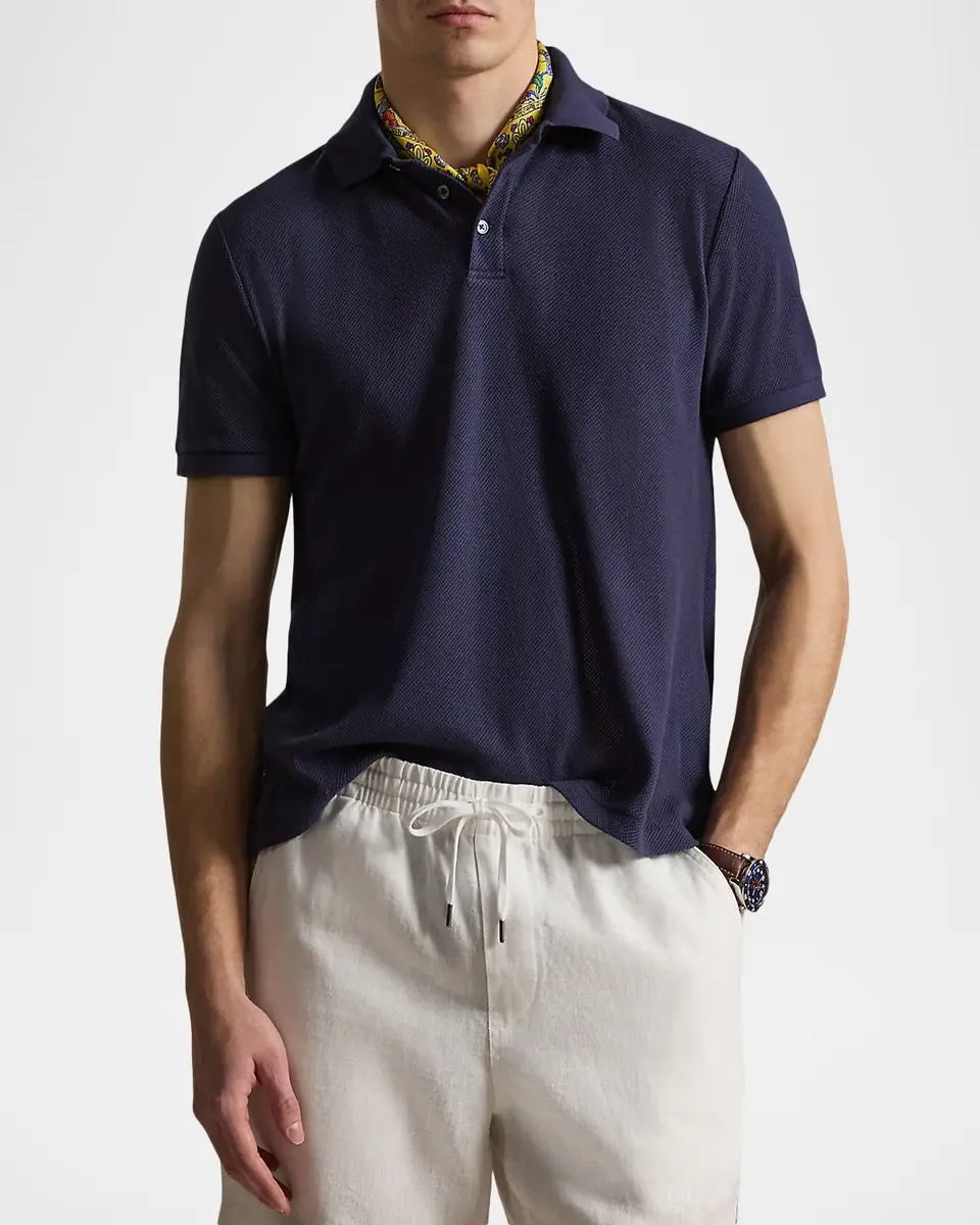 Polo Ralph Lauren Men's Pointelle Jersey Polo Shirt | Thumbnail 4 Polo Ralph Lauren Men's Pointelle Jersey Polo Shirt | Thumbnail 4