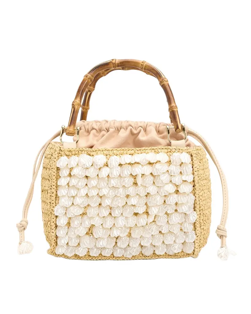 BTB Los Angeles Brielle Mini Embellished Raffia Tote Bag | Image 1 BTB Los Angeles Brielle Mini Embellished Raffia Tote Bag | Image 1