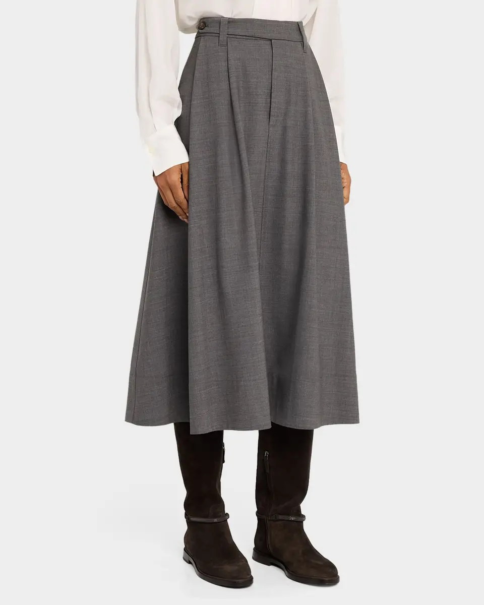 Brunello Cucinelli Virgin Wool A-Line Midi Skirt | Thumbnail 4 Brunello Cucinelli Virgin Wool A-Line Midi Skirt | Thumbnail 4