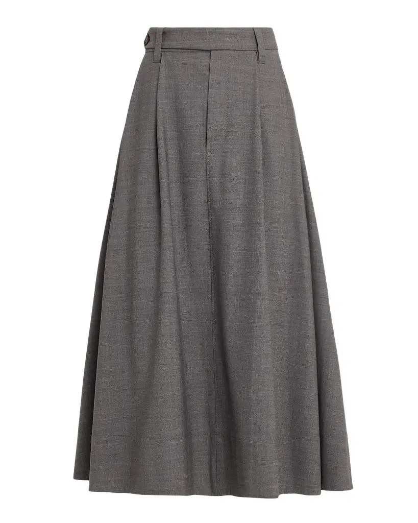 Brunello Cucinelli Virgin Wool A-Line Midi Skirt | Image 1 Brunello Cucinelli Virgin Wool A-Line Midi Skirt | Image 1