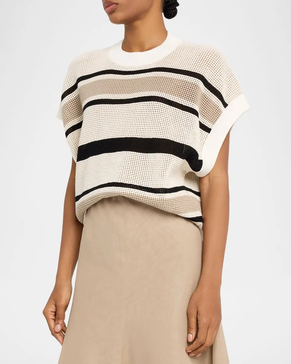 Brunello Cucinelli Striped Net Knit Vest | Thumbnail 4 Brunello Cucinelli Striped Net Knit Vest | Thumbnail 4