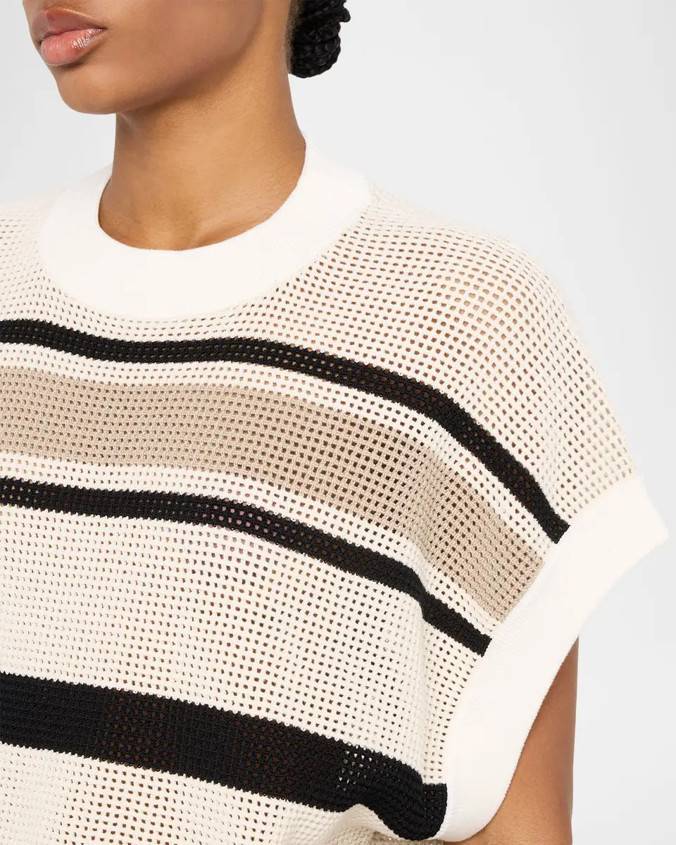 Brunello Cucinelli Striped Net Knit Vest | Thumbnail 5 Brunello Cucinelli Striped Net Knit Vest | Thumbnail 5