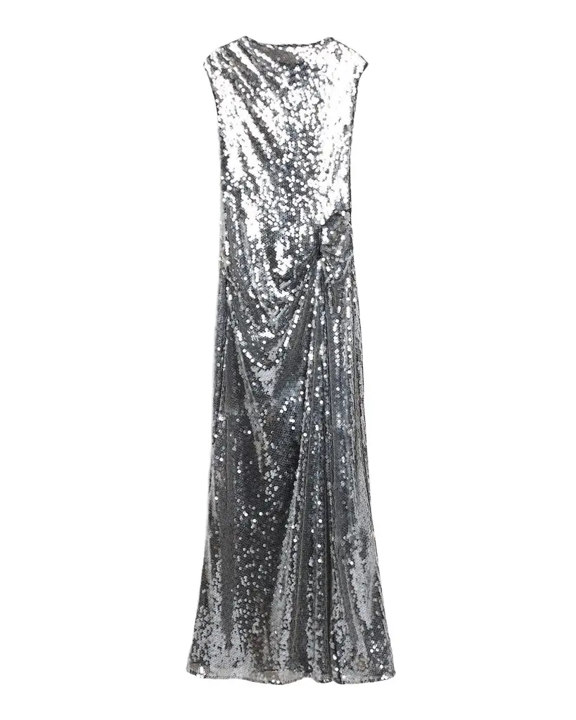 Lapointe Draped Sequined Mesh Sleeveless Gown | Image 1 Lapointe Draped Sequined Mesh Sleeveless Gown | Image 1