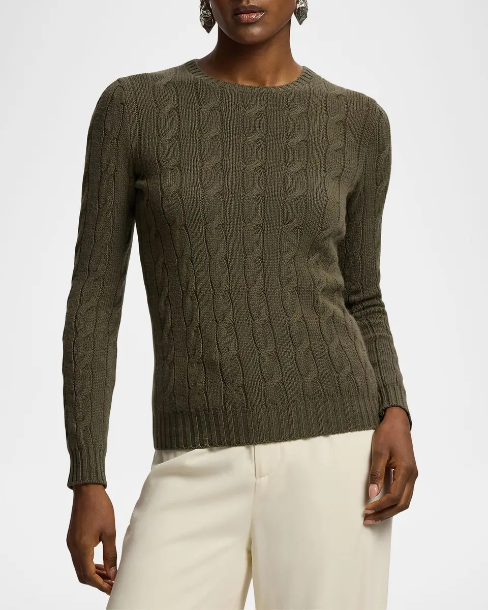 Ralph Lauren Collection Cable-Knit Cashmere Crewneck Sweater | Thumbnail 4
