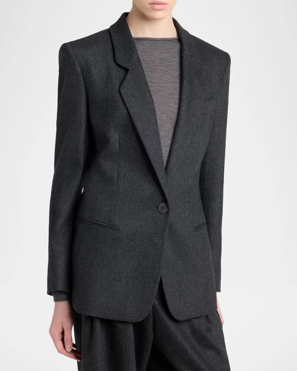 Giorgio Armani Wool-Cashmere Blazer with Strong Shoulders | Thumbnail 3 Giorgio Armani Wool-Cashmere Blazer with Strong Shoulders | Thumbnail 3