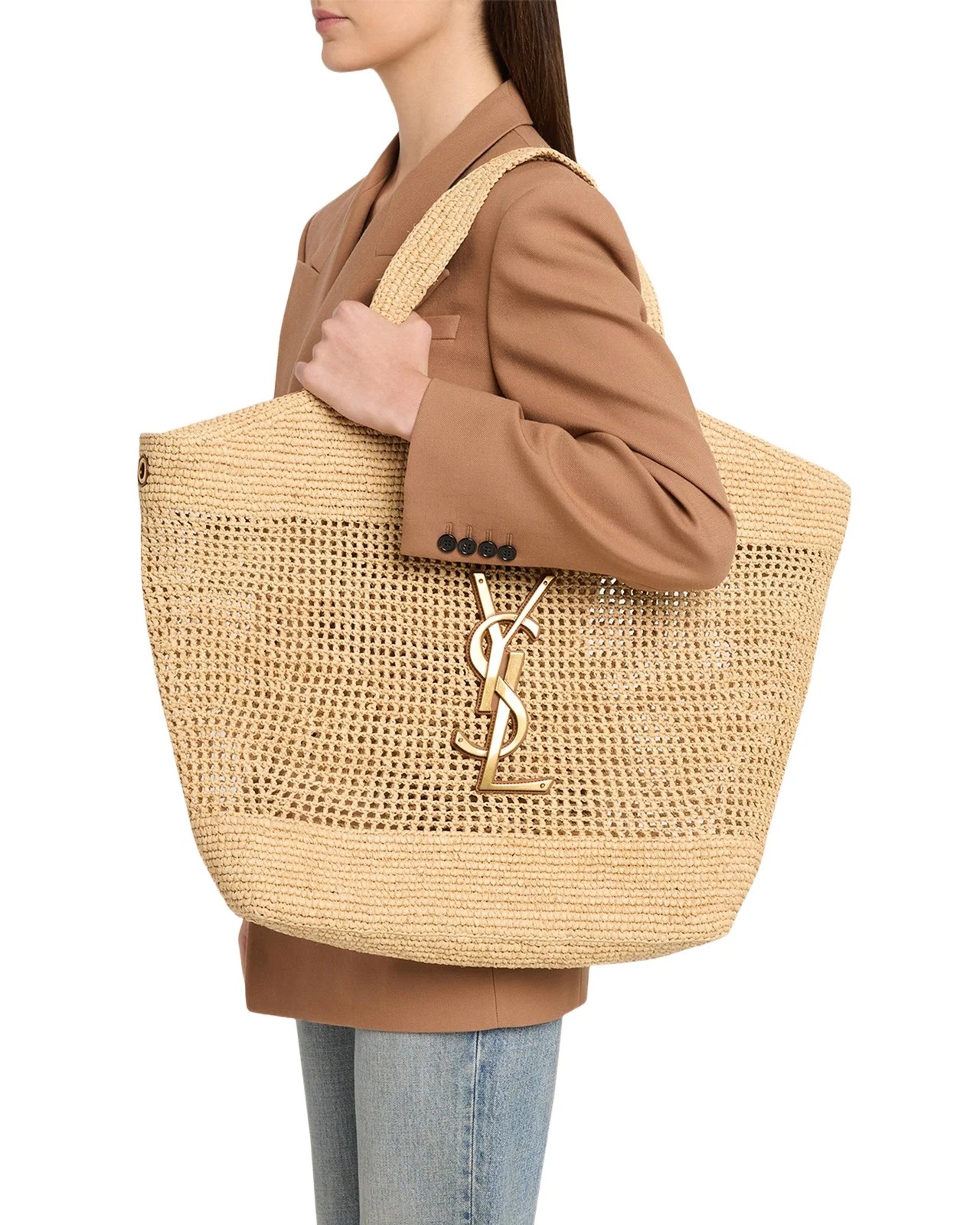 Saint Laurent Icare YSL Raffia Tote Bag