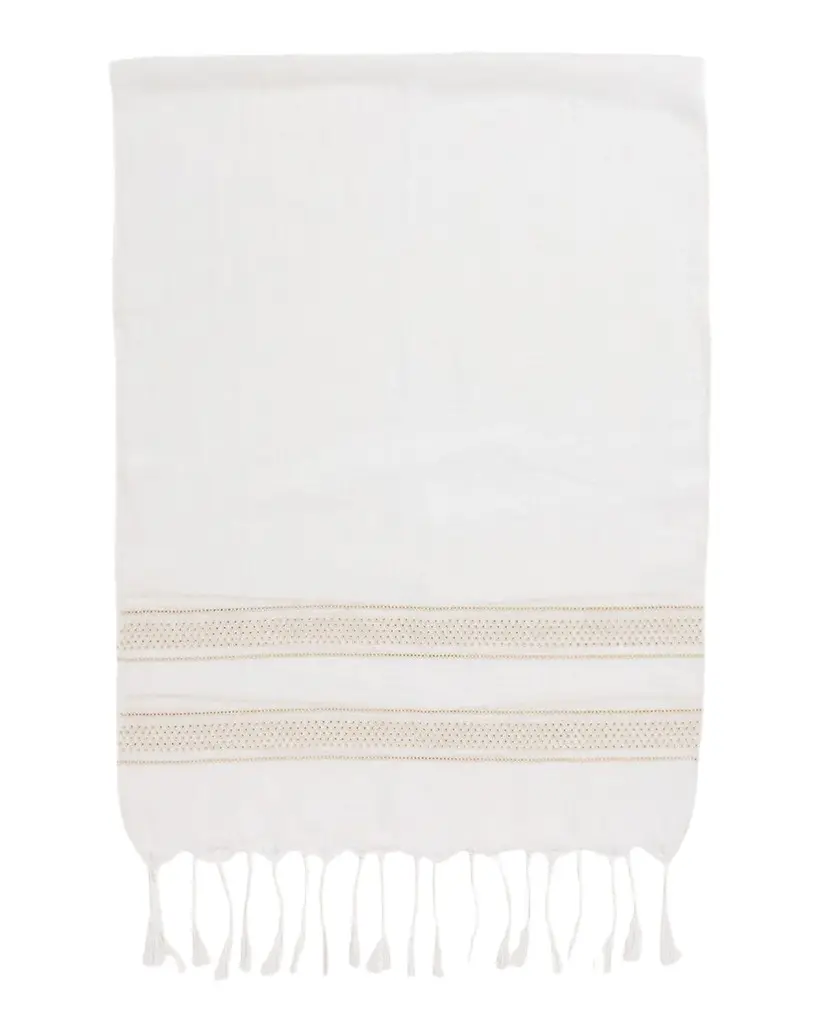 Brunello Cucinelli Embroidered Linen Fringe-Trim Scarf | Image 1 Brunello Cucinelli Embroidered Linen Fringe-Trim Scarf | Image 1