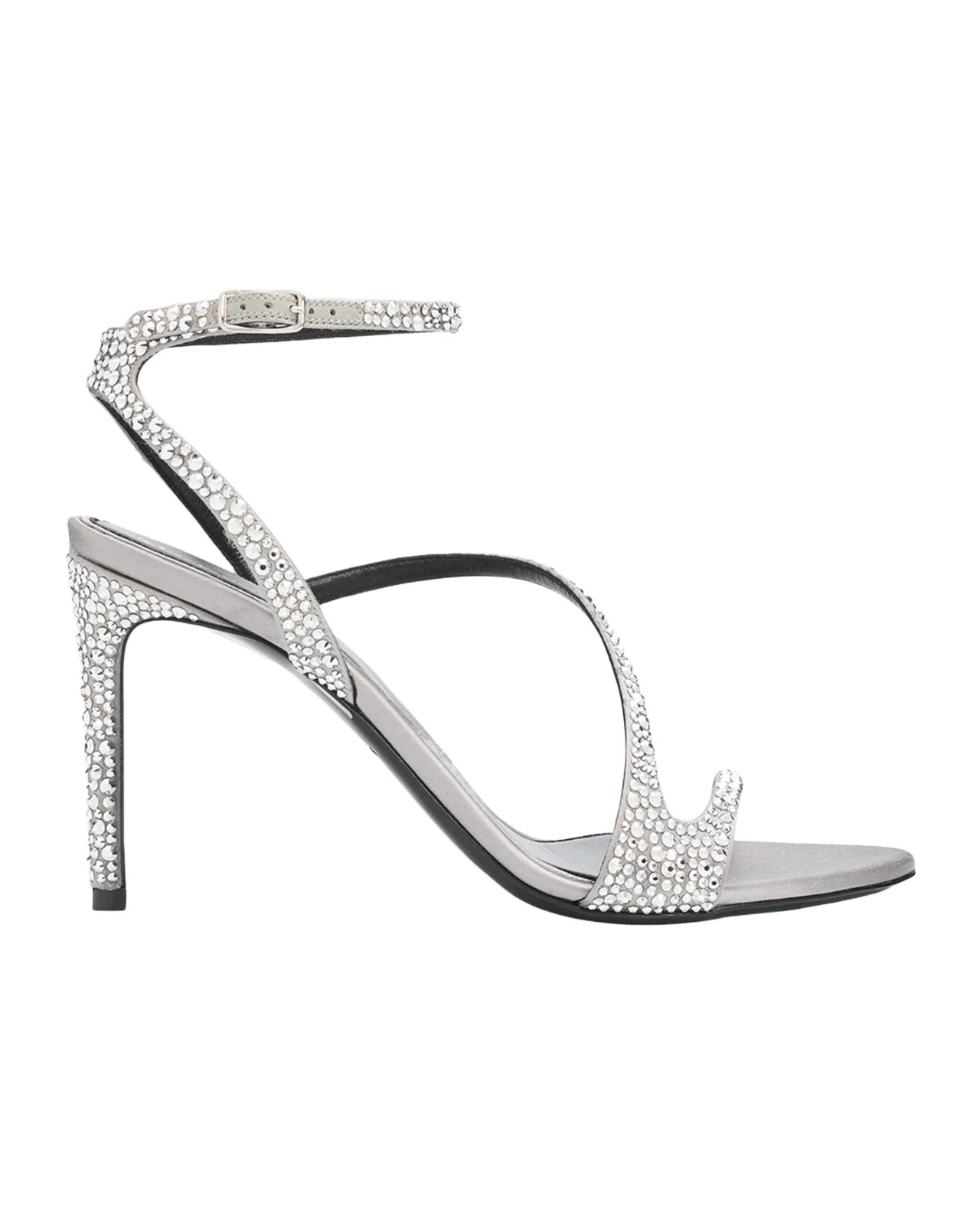 Alexander McQueen 90mm Skull Embellished Satin Ankle-Strap Sandals
