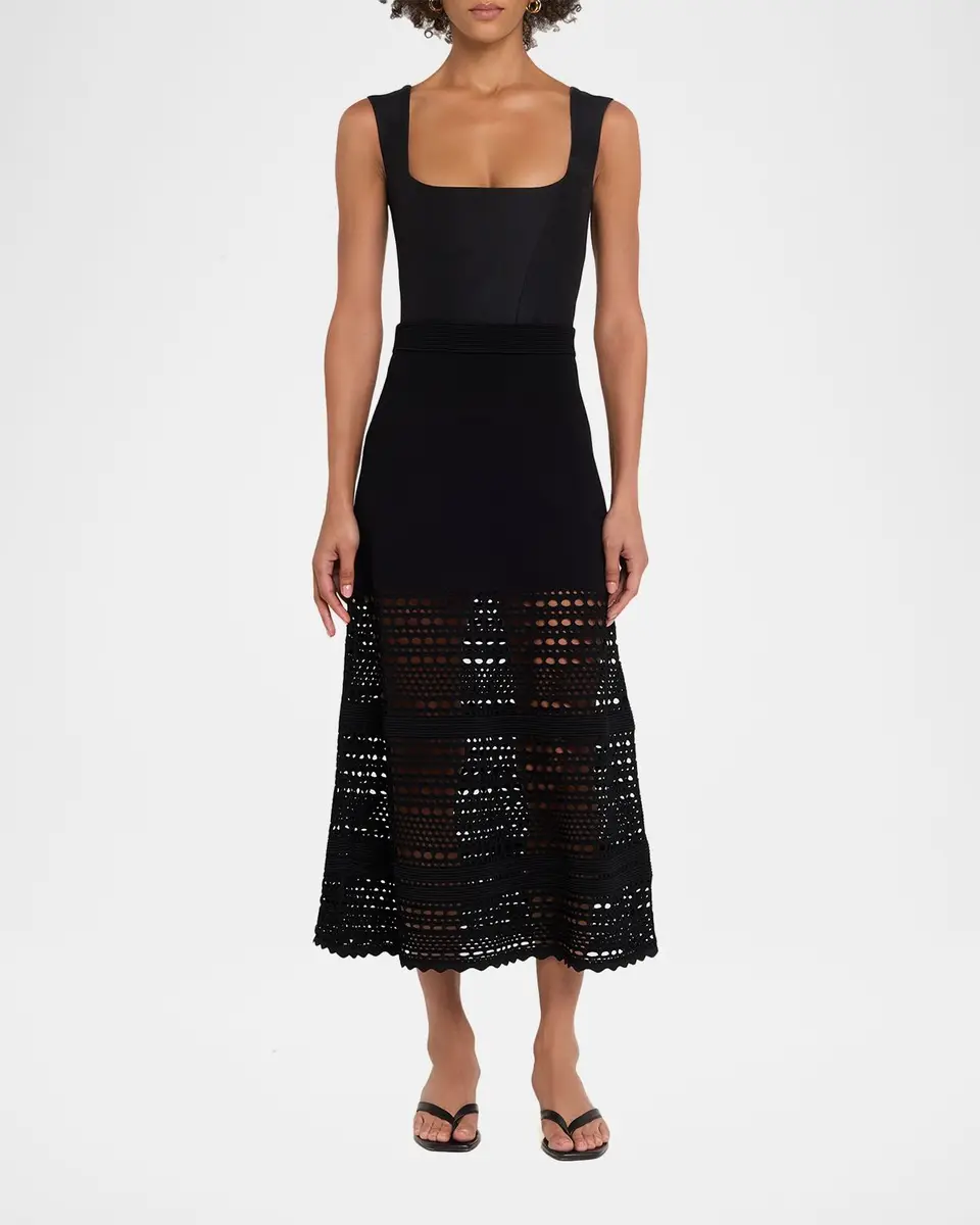Simkhai Westly Open-Stitch Midi Skirt | Thumbnail 2 Simkhai Westly Open-Stitch Midi Skirt | Thumbnail 2