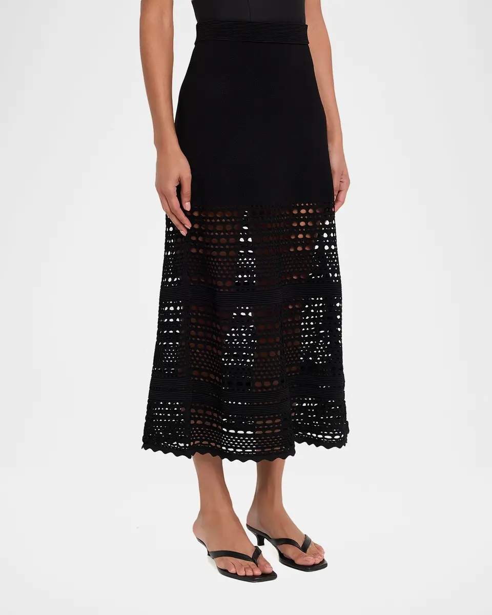 Simkhai Westly Open-Stitch Midi Skirt | Thumbnail 4 Simkhai Westly Open-Stitch Midi Skirt | Thumbnail 4