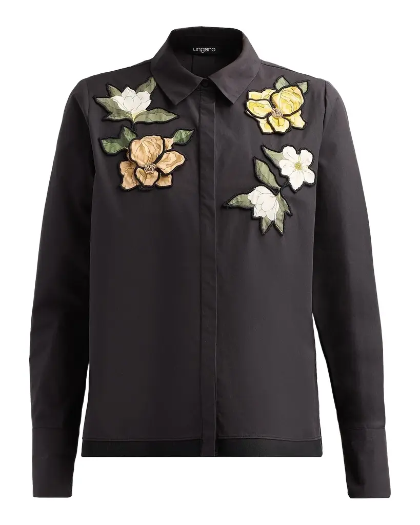 Ungaro Dylan Floral Applique Poplin Blouse | Image 1 Ungaro Dylan Floral Applique Poplin Blouse | Image 1