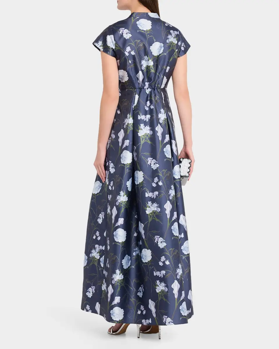 SACHIN & BABI Marta Pleated Floral Mikado Gown | Thumbnail 3 SACHIN & BABI Marta Pleated Floral Mikado Gown | Thumbnail 3