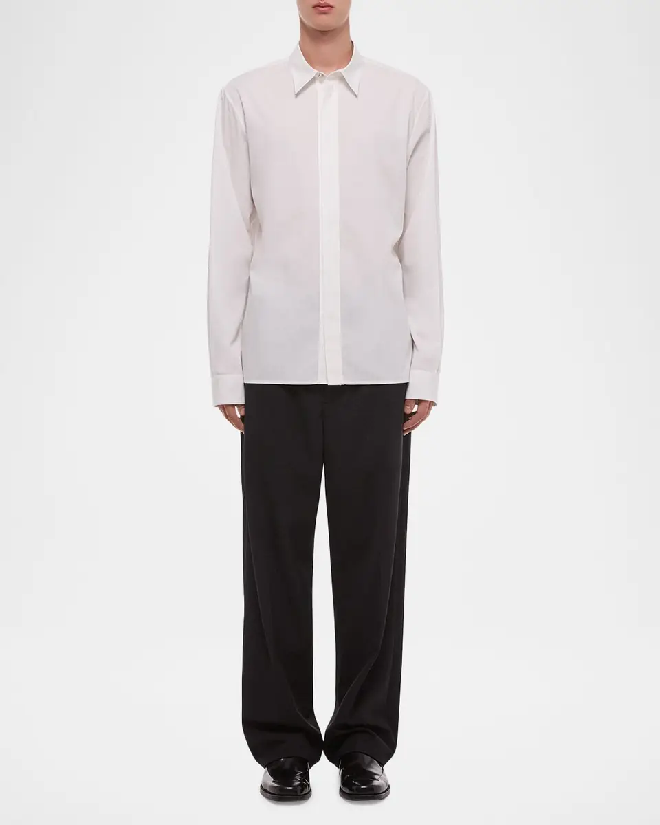 Helmut Lang Men's Wardrobe Covered-Placked Poplin Sport Shirt | Thumbnail 2 Helmut Lang Men's Wardrobe Covered-Placked Poplin Sport Shirt | Thumbnail 2