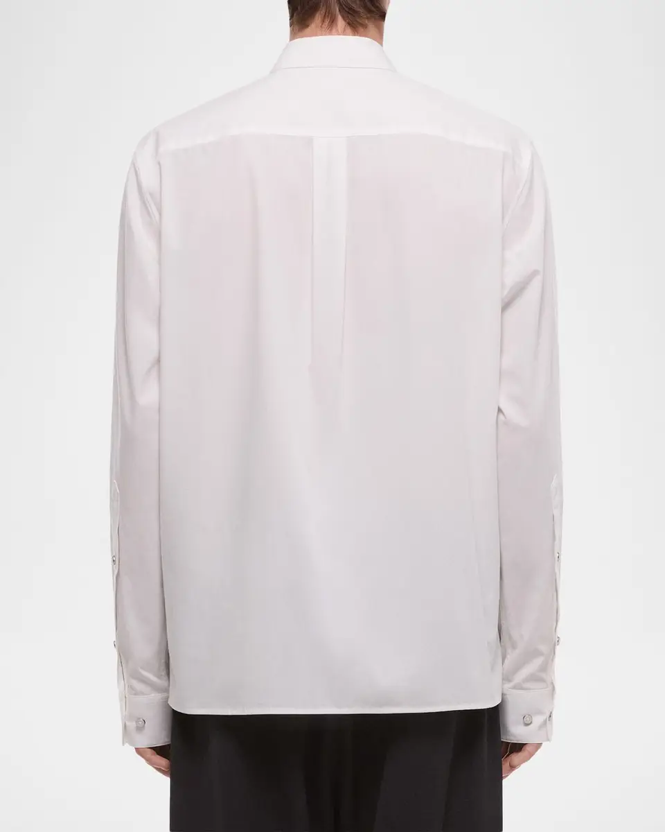Helmut Lang Men's Wardrobe Covered-Placked Poplin Sport Shirt | Thumbnail 3 Helmut Lang Men's Wardrobe Covered-Placked Poplin Sport Shirt | Thumbnail 3