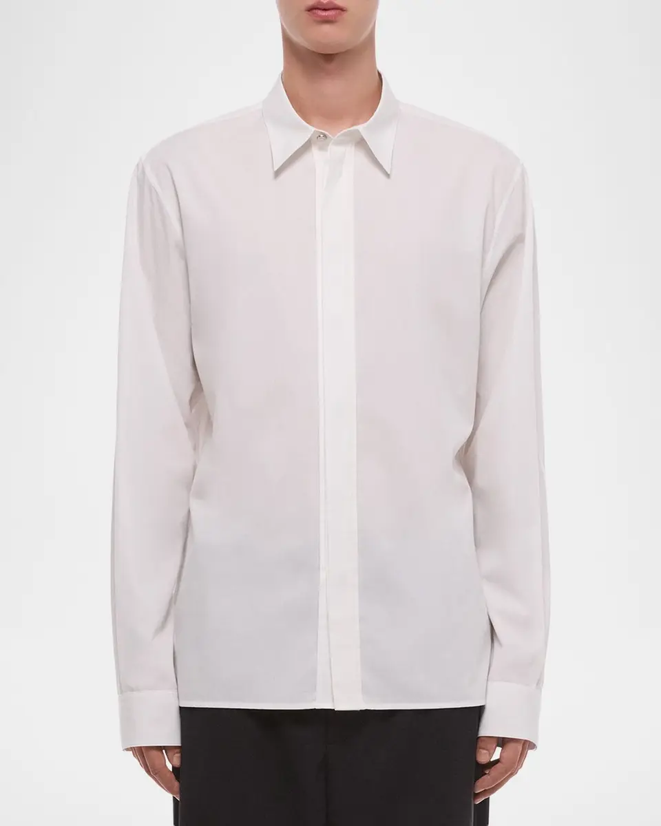 Helmut Lang Men's Wardrobe Covered-Placked Poplin Sport Shirt | Thumbnail 4 Helmut Lang Men's Wardrobe Covered-Placked Poplin Sport Shirt | Thumbnail 4